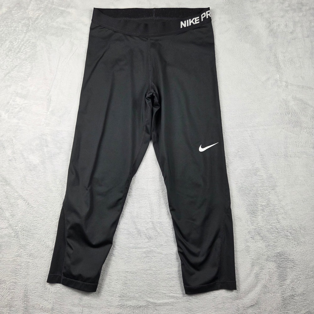 Nike Pro Leggings Womens L Black Excellent Dri-FIT Cropped Athletic Tights